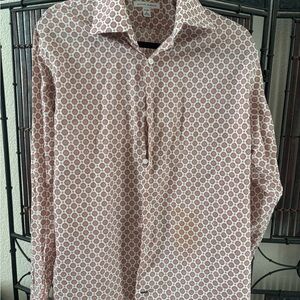 Banana Republic Red and White Geometric Dress Shirt